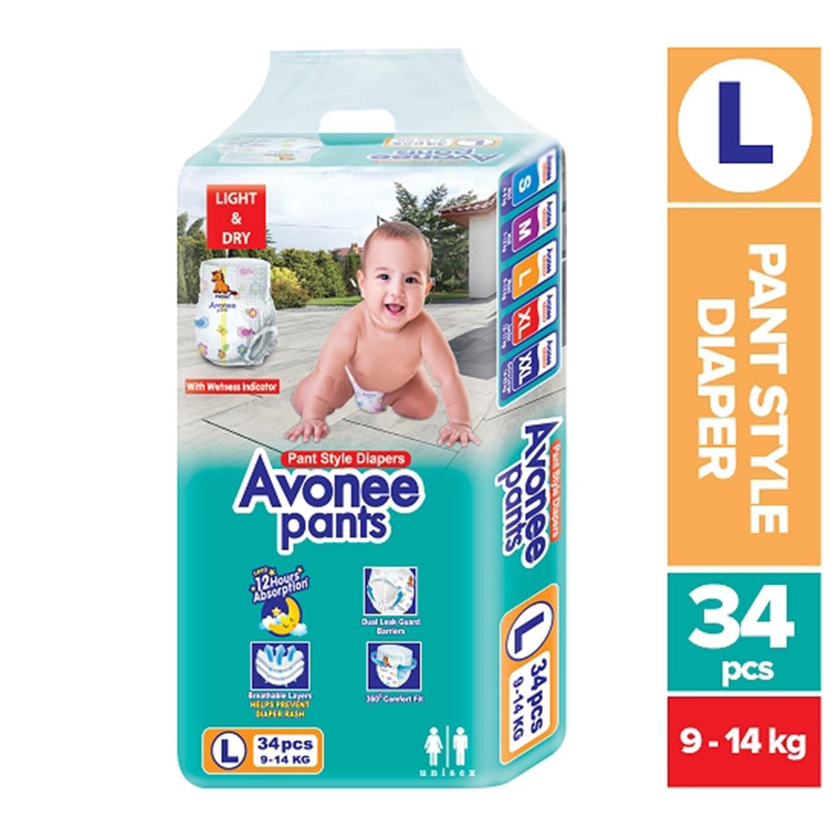 AVONEE BABY PANTS DIAPER	L 34 PCS