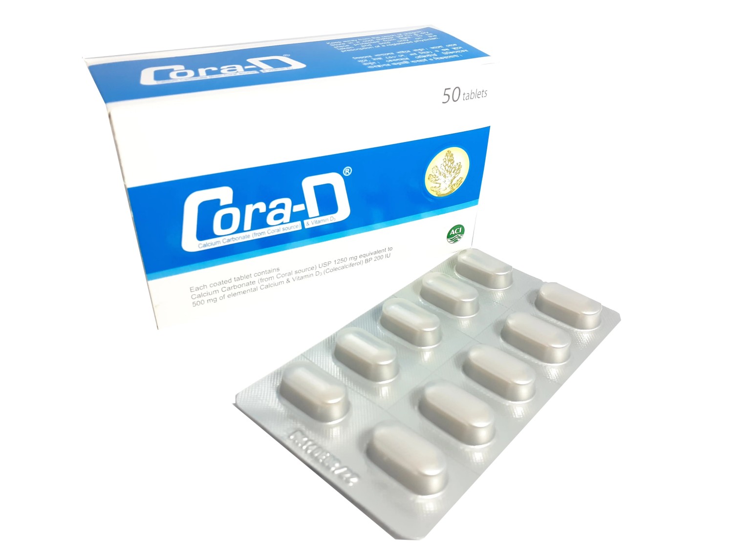 CORA-D 500MG+200IU TABLET
