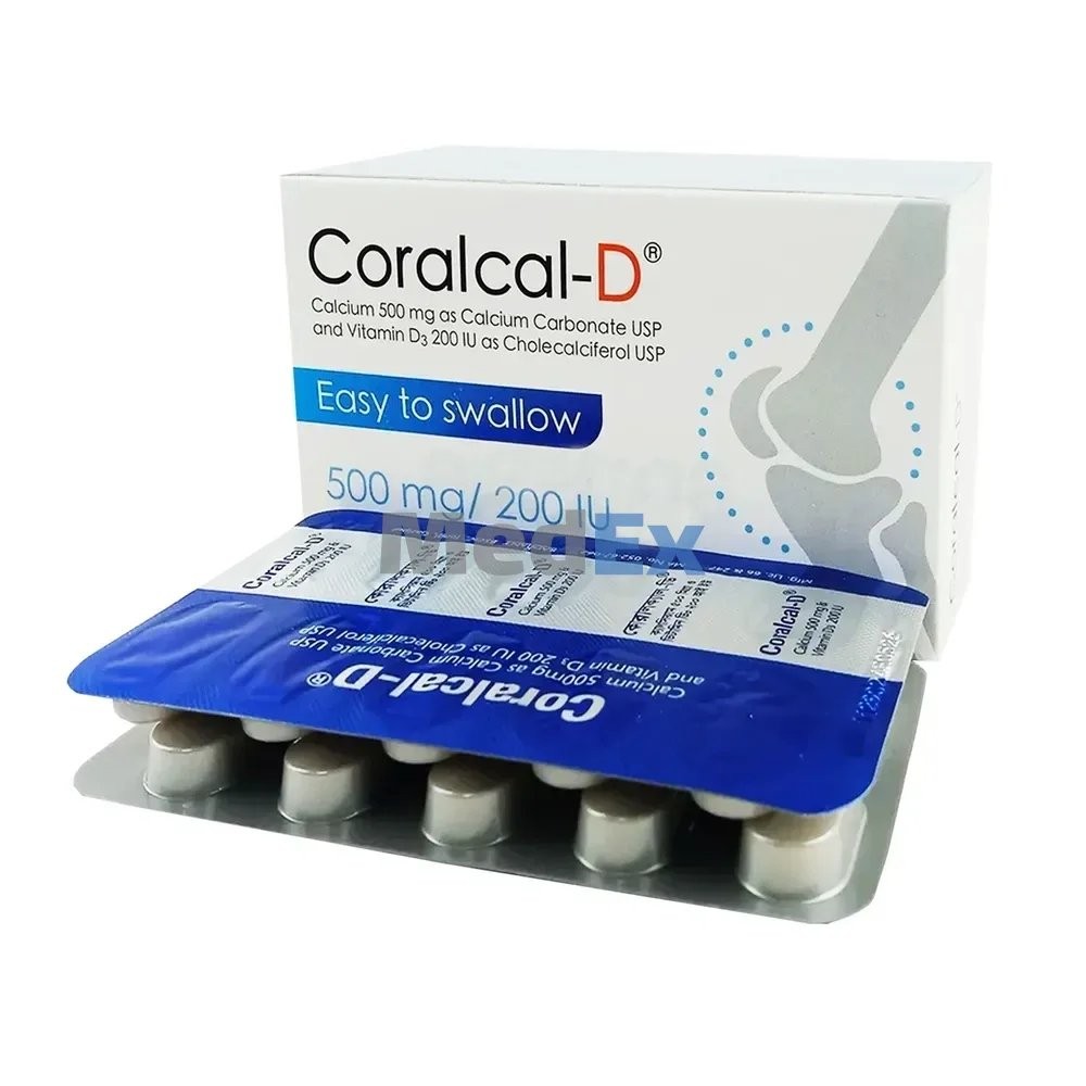 CORALCAL D 500MG/200IU TABLET