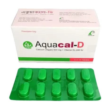 AQUACAL-D 500mg+200mg Tablet